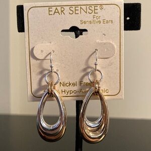 Gold and Silver Teardrop Earrings